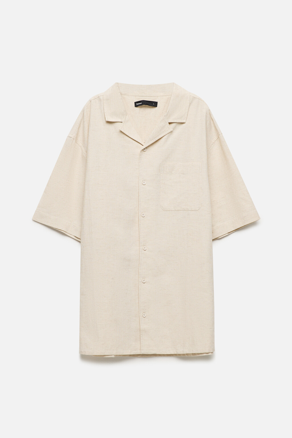 Рубашка льняная с коротким рукавом - цвет молочный - 8