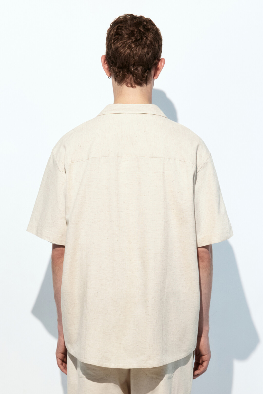 Рубашка льняная с коротким рукавом - цвет молочный - 5