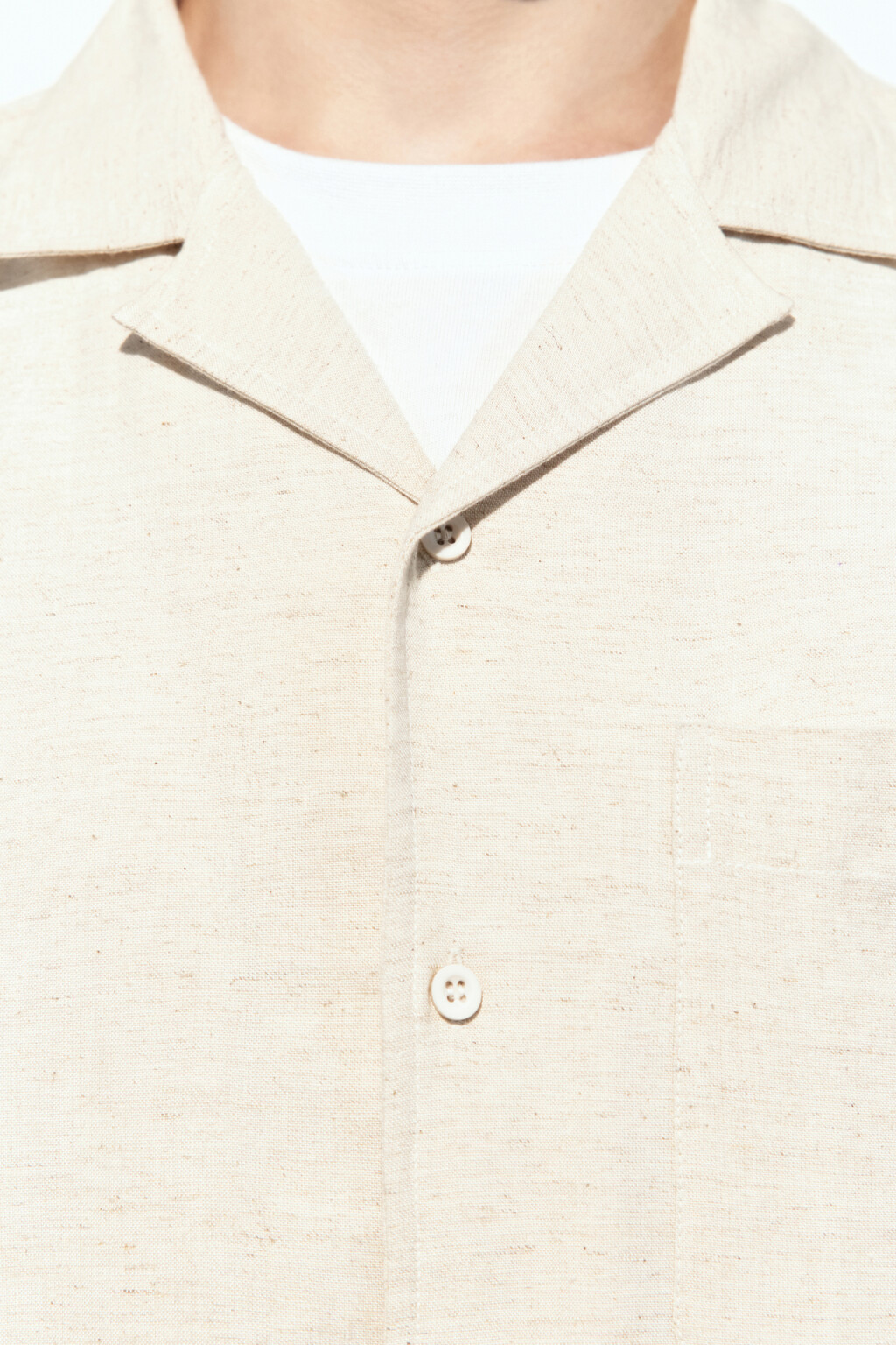 Рубашка льняная с коротким рукавом - цвет молочный - 6