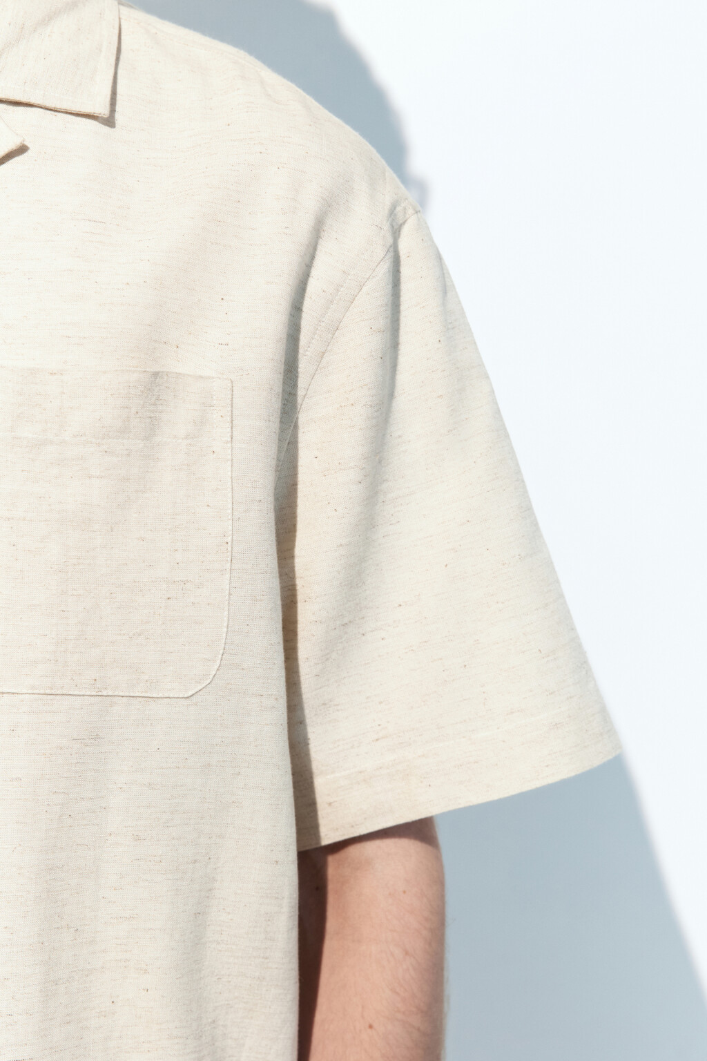 Рубашка льняная с коротким рукавом - цвет молочный - 7