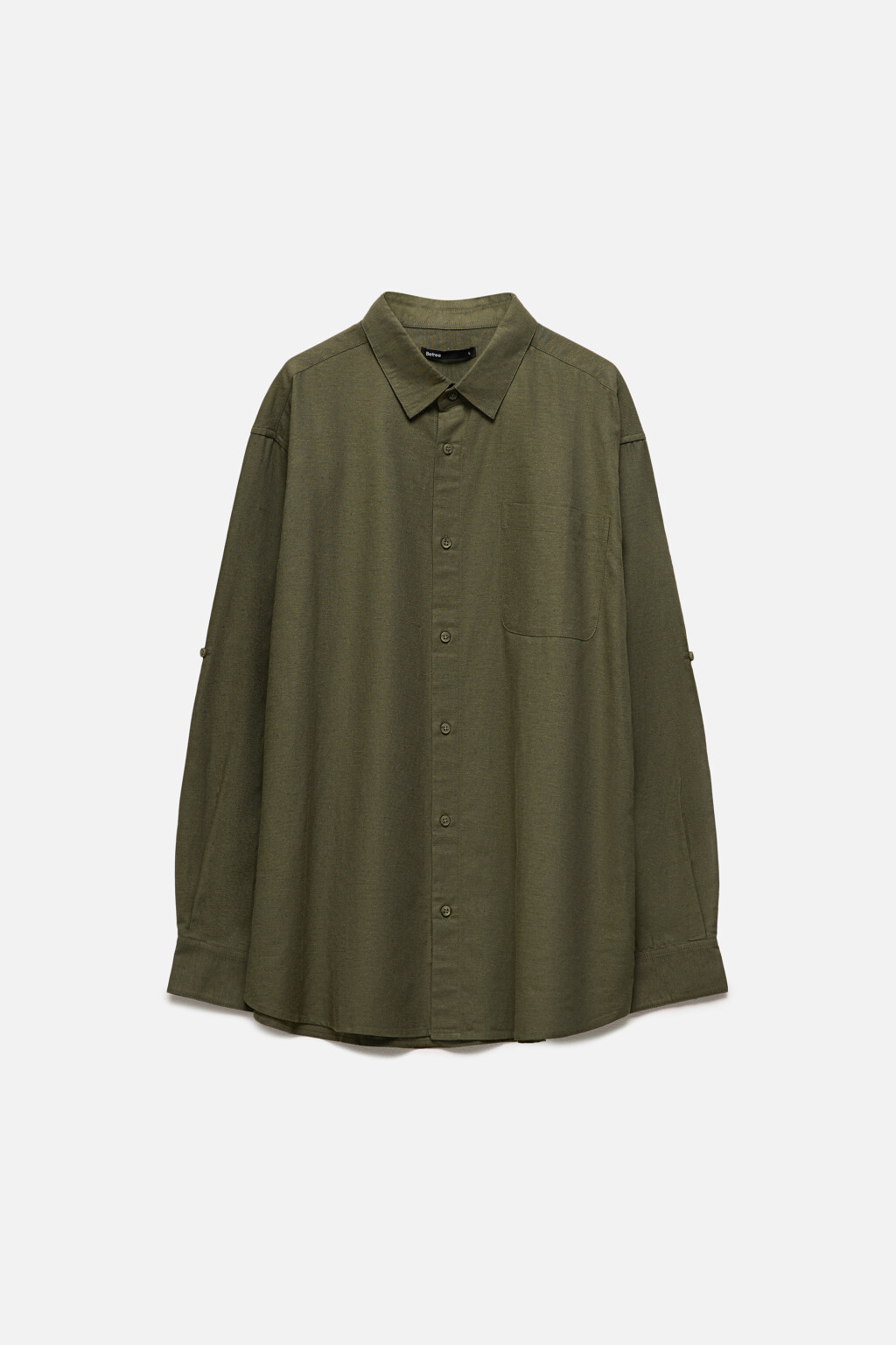 Рубашка прямая из льняной ткани - цвет зеленый - 8