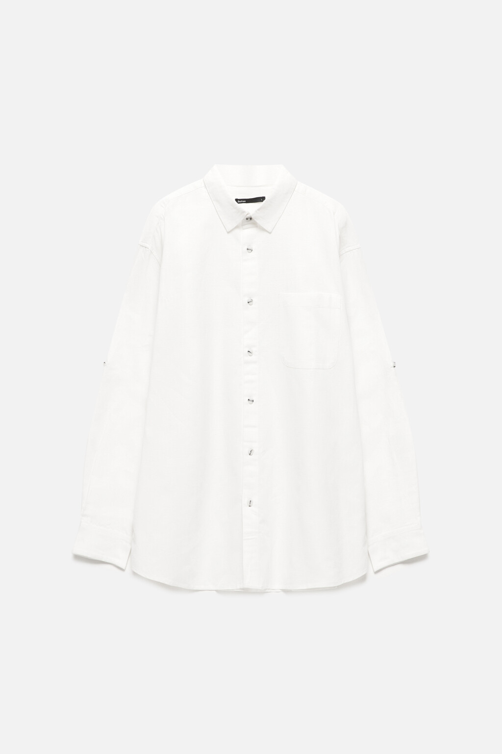 Рубашка прямая из льняной ткани - цвет белый - 8