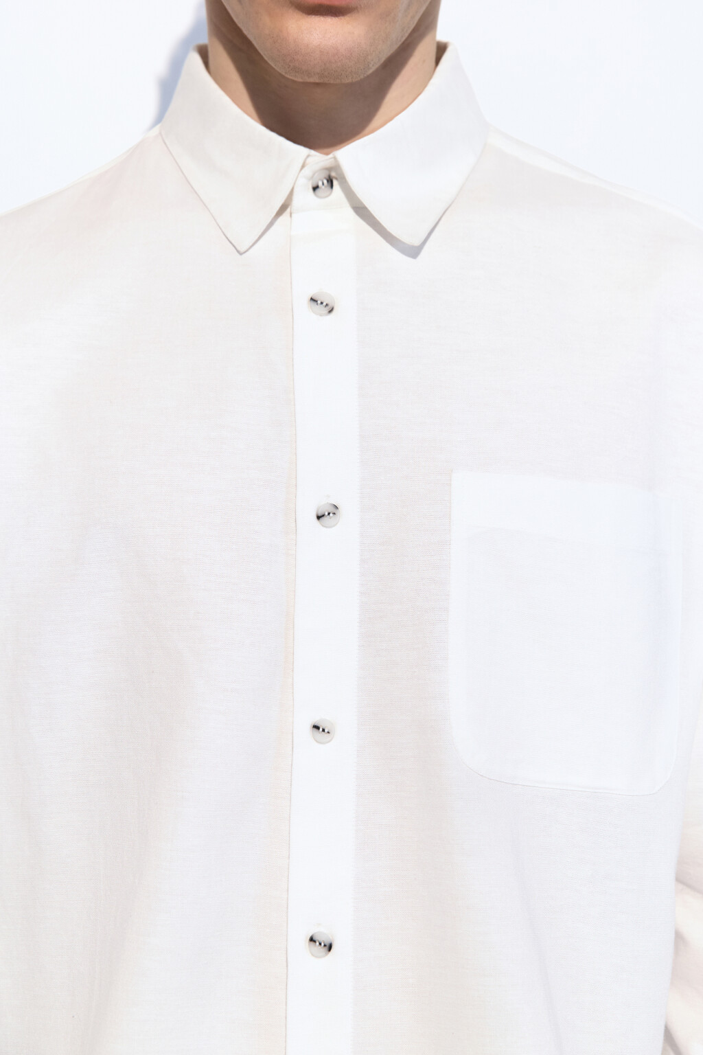 Рубашка прямая из льняной ткани - цвет белый - 6
