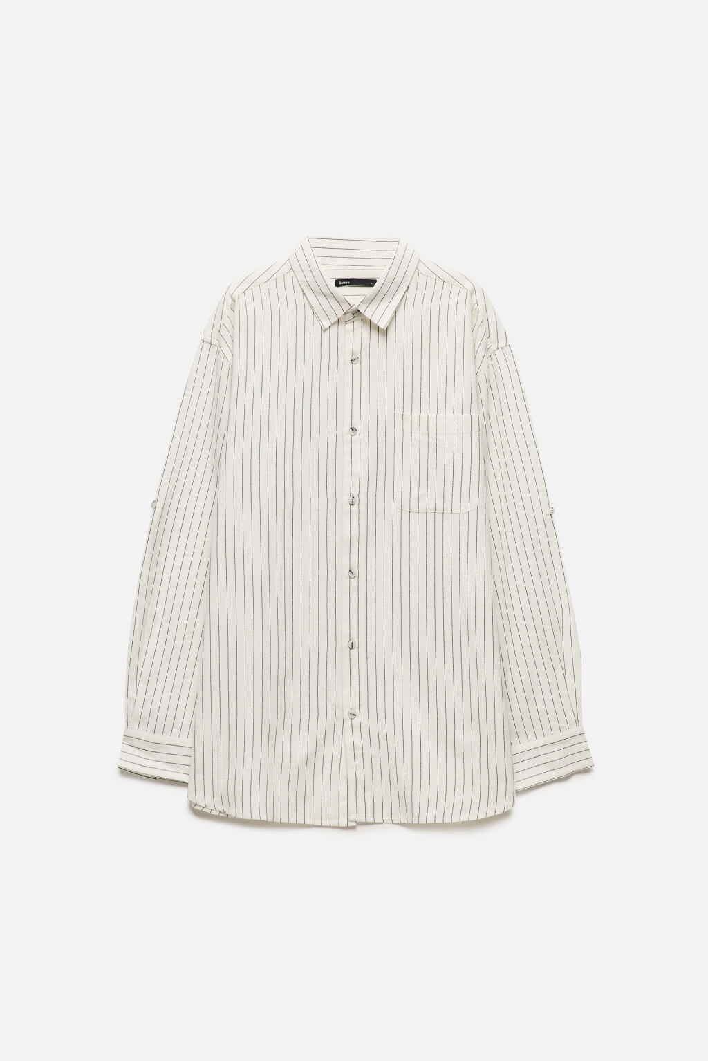 Рубашка прямая из льняной ткани - цвет белый - 9