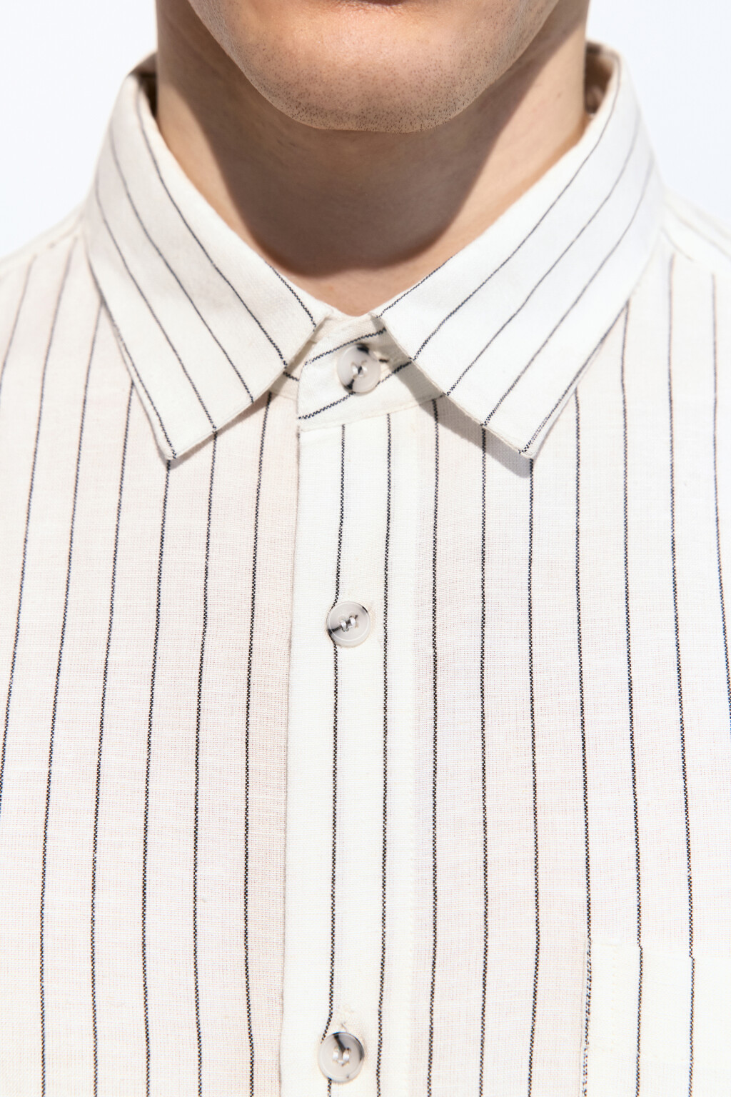 Рубашка прямая из льняной ткани - цвет белый - 7