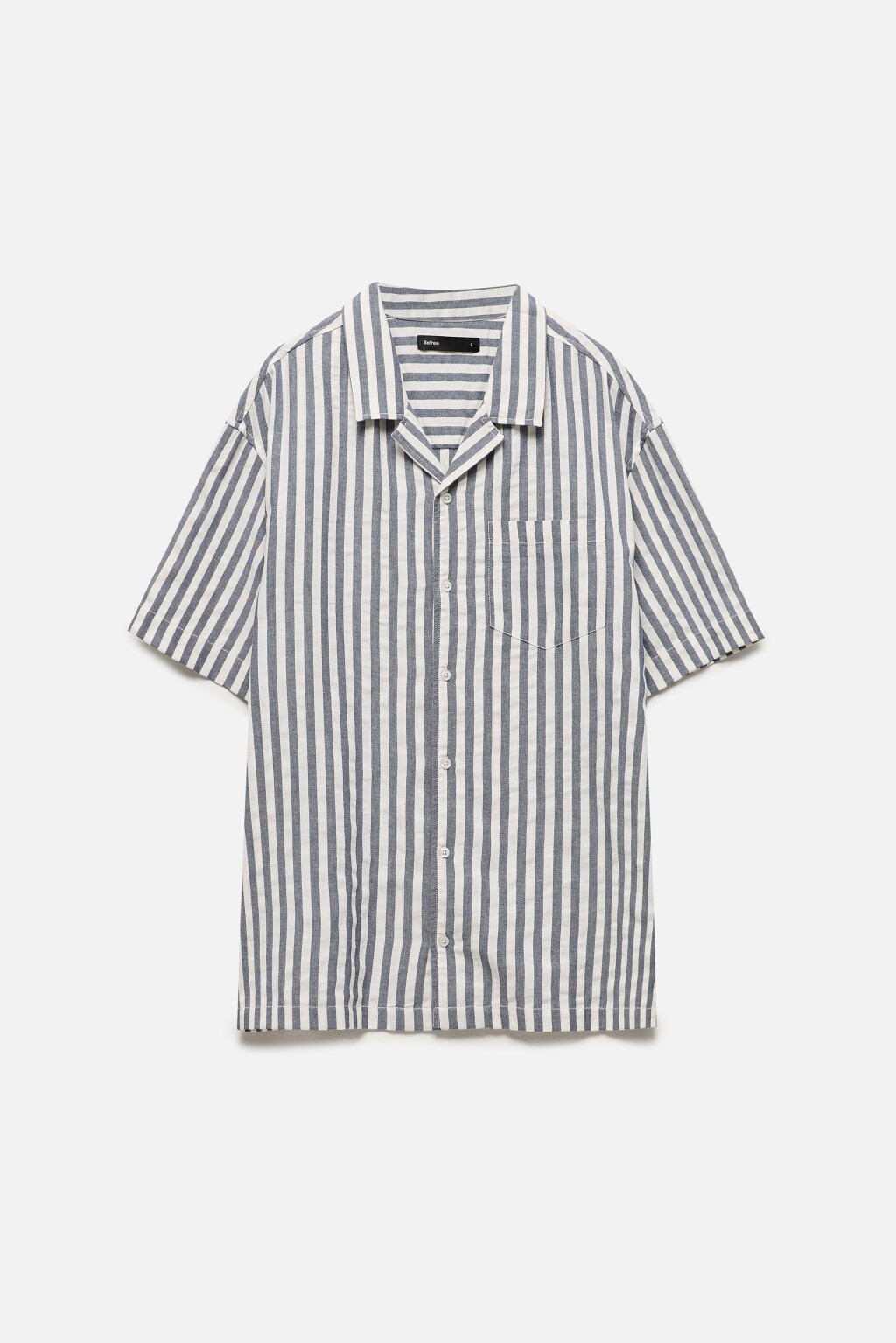 Рубашка в полоску с коротким рукавом - цвет синий - 8