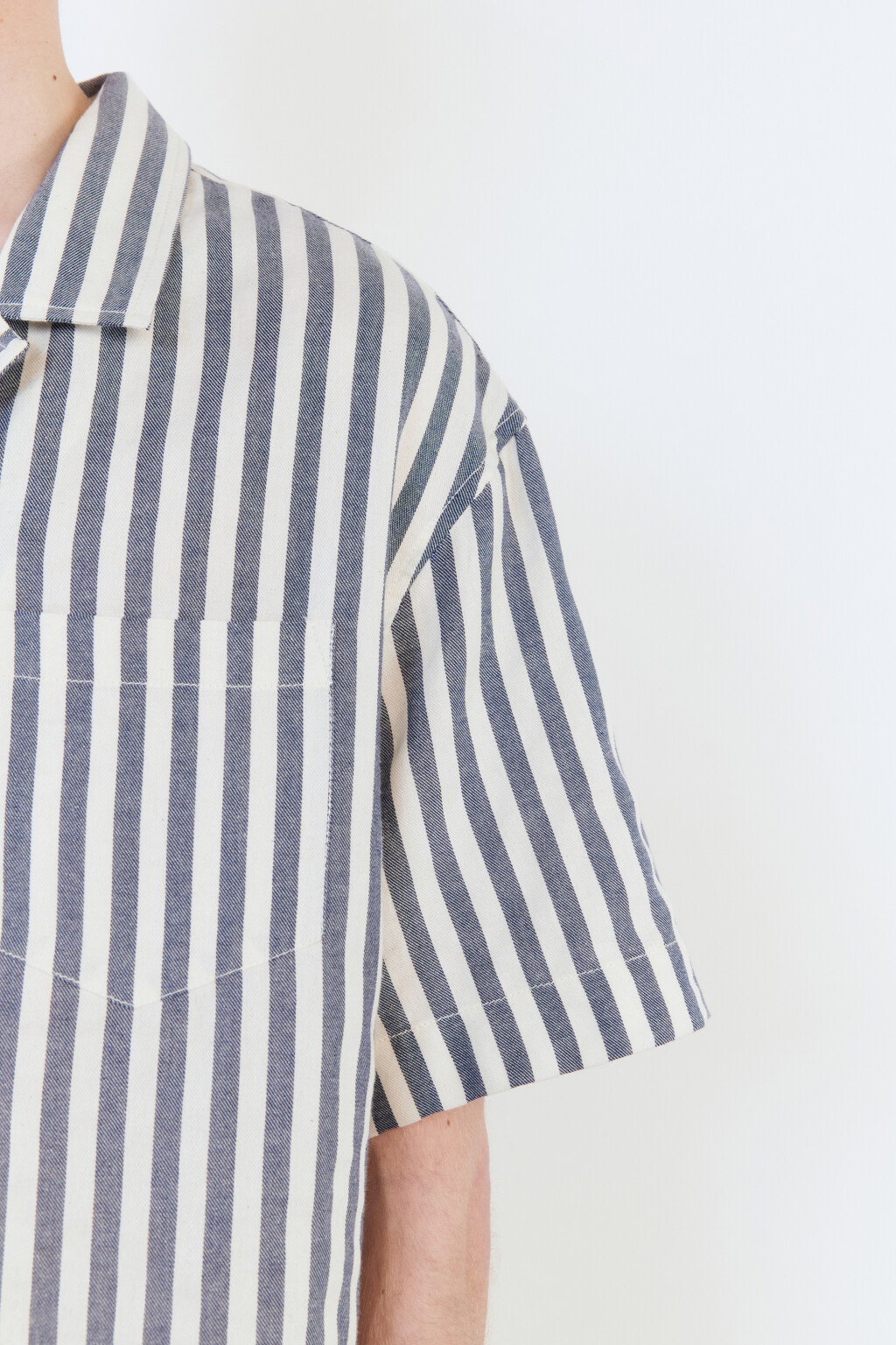Рубашка в полоску с коротким рукавом - цвет синий - 7