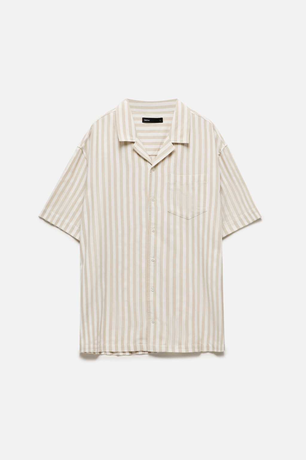 Рубашка в полоску с коротким рукавом - цвет бежевый - 8