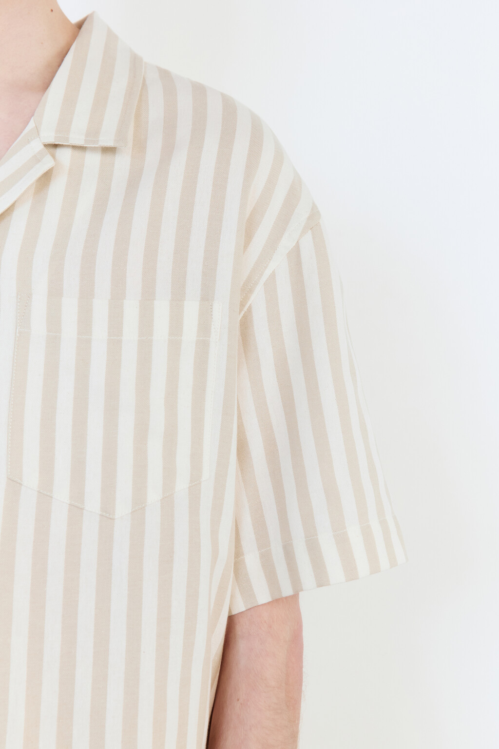 Рубашка в полоску с коротким рукавом - цвет бежевый - 7