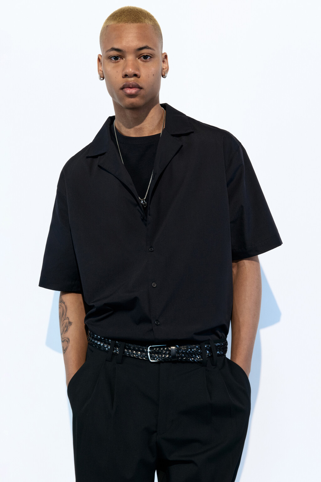 Рубашка прямая с коротким рукавом - цвет черный - 2