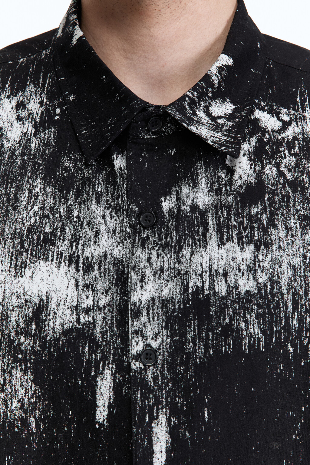 Рубашка oversize с эффектом тай-дай и надписью - цвет черный - 7