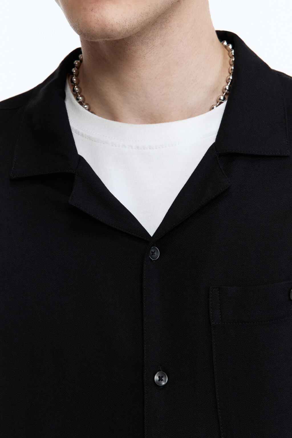 Рубашка с коротким рукавом из вискозы - цвет черный - 7