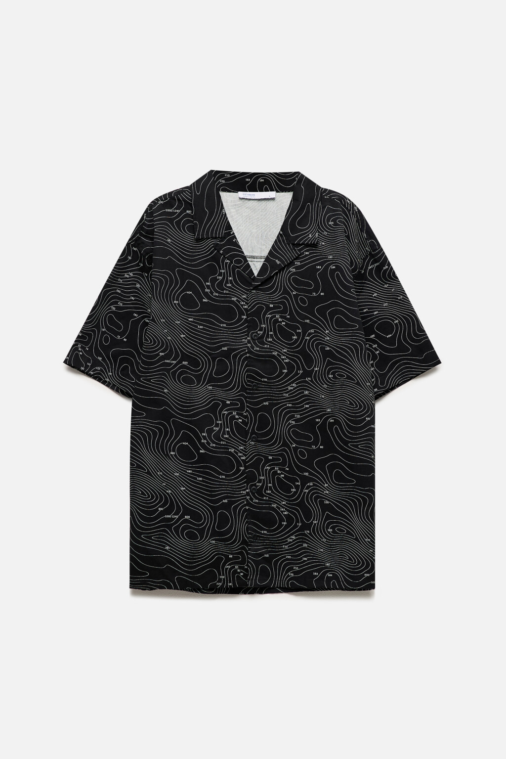 Рубашка хлопковая с коротким рукавом и принтом - цвет черный - 8