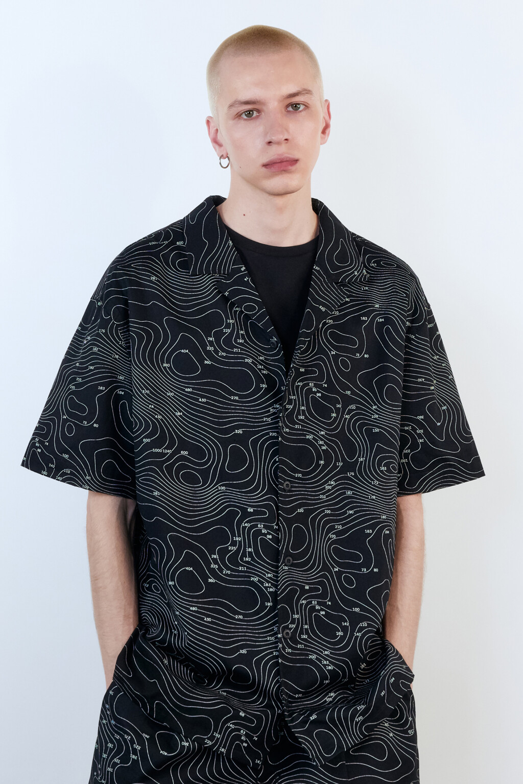 Рубашка хлопковая с коротким рукавом и принтом - цвет черный - 2