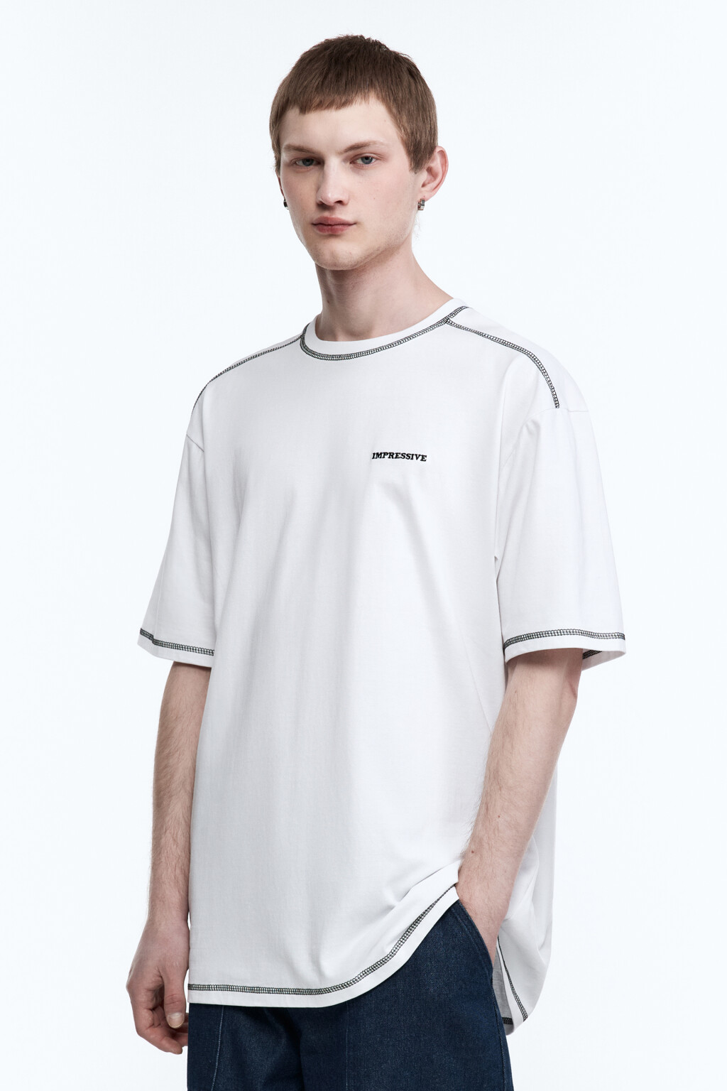 Футболка хлопковая с принтом-надписью - цвет белый - 3