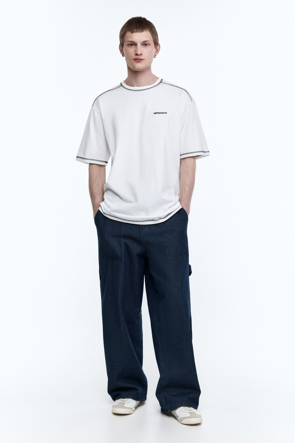 Футболка хлопковая с принтом-надписью - цвет белый - 5