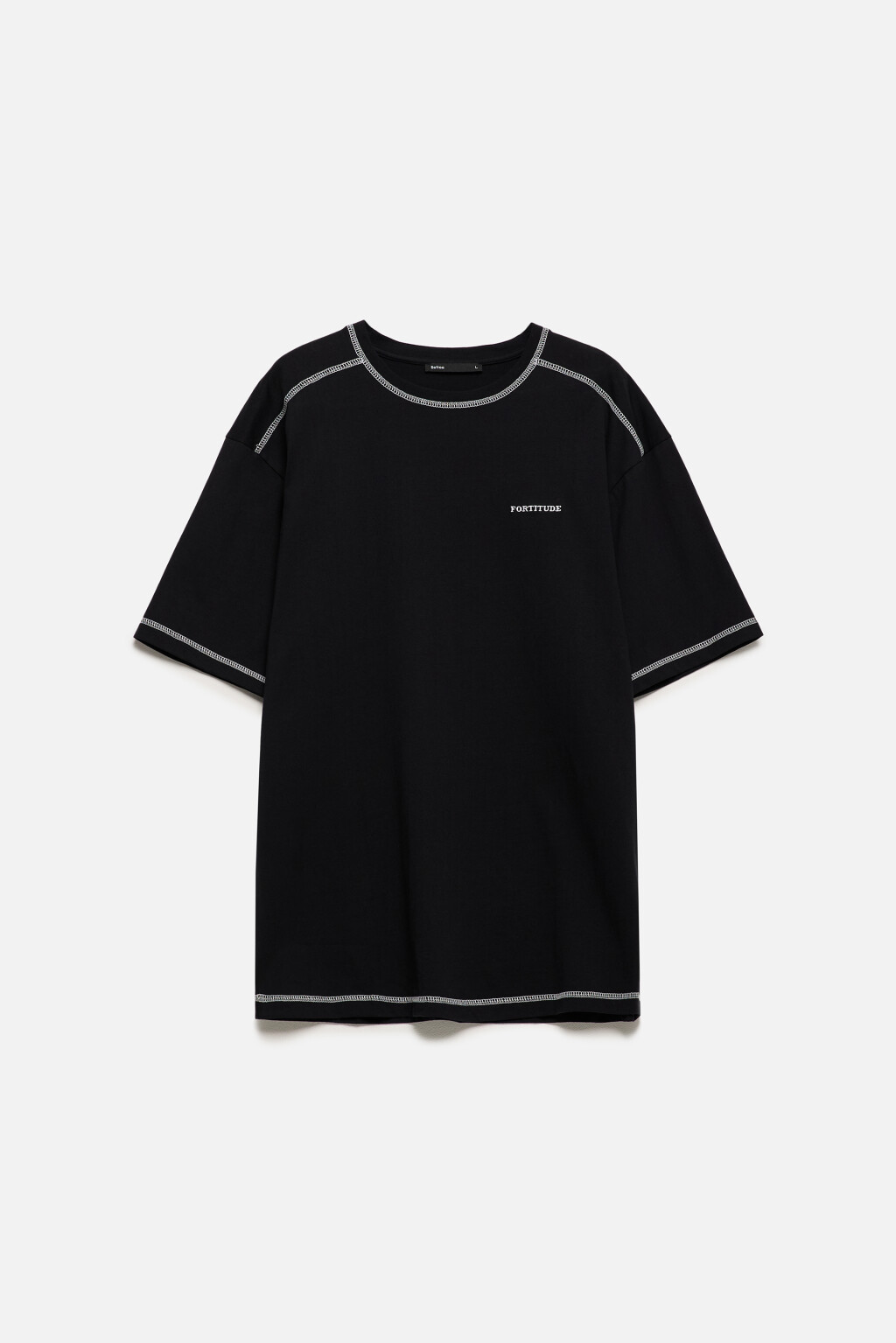 Футболка хлопковая с принтом-надписью - цвет черный - 8