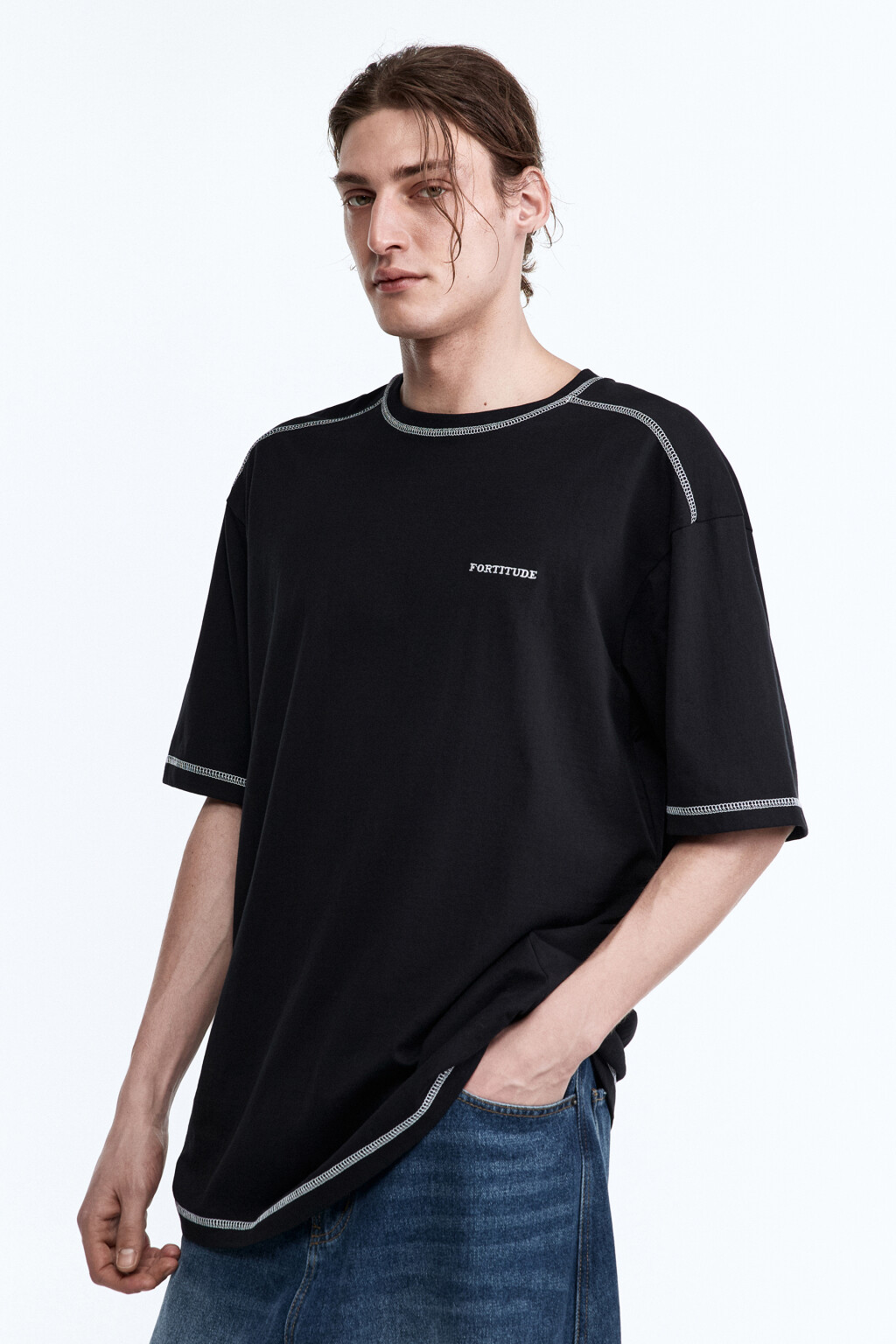 Футболка хлопковая с принтом-надписью - цвет черный - 3