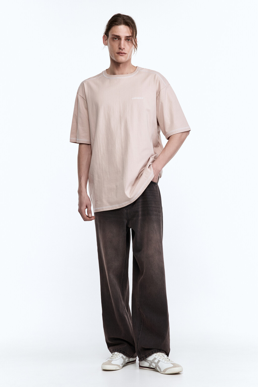 Футболка хлопковая с принтом-надписью - цвет коричневый - 5