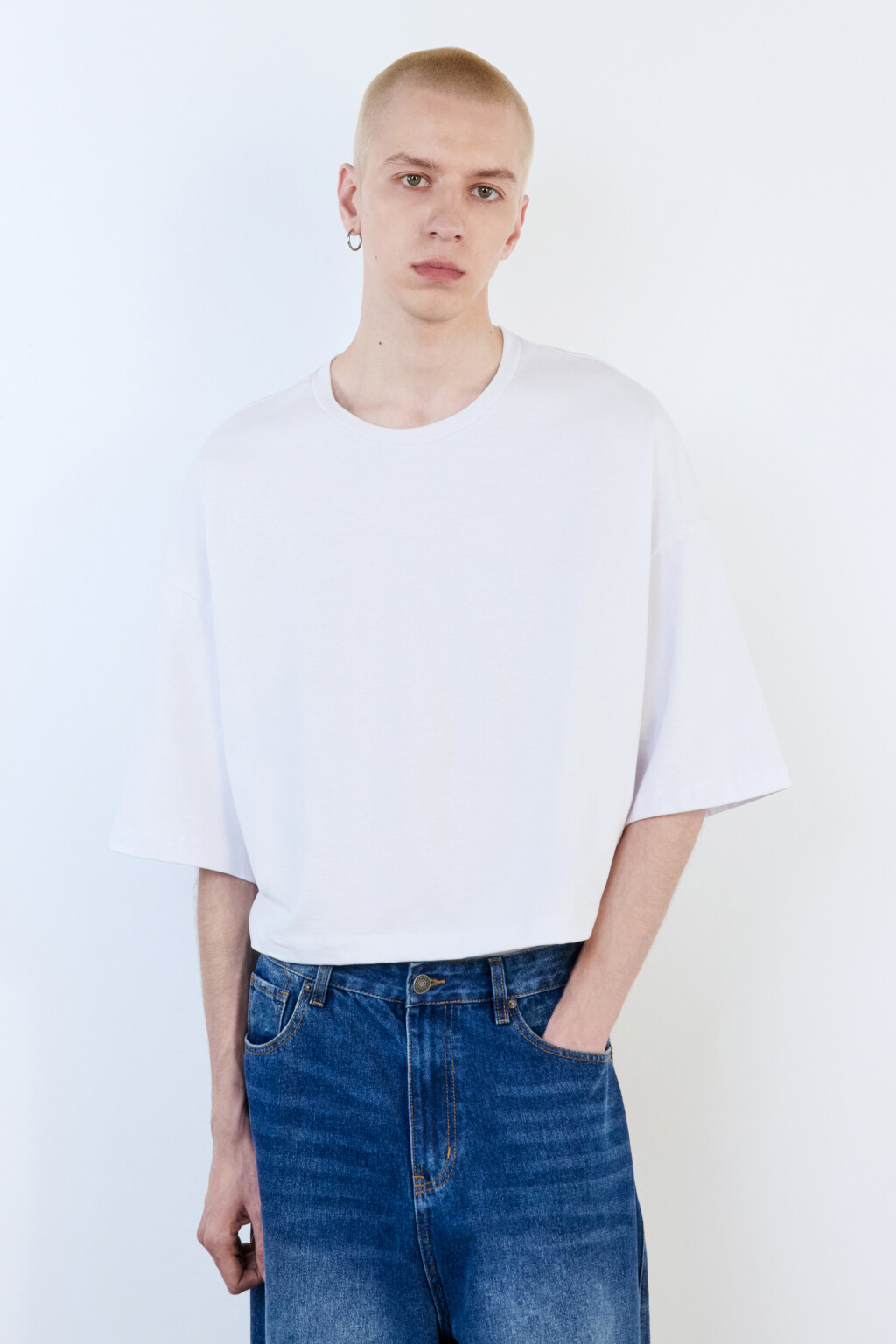 Футболка boxy fit хлопковая однотонная - цвет белый - 2