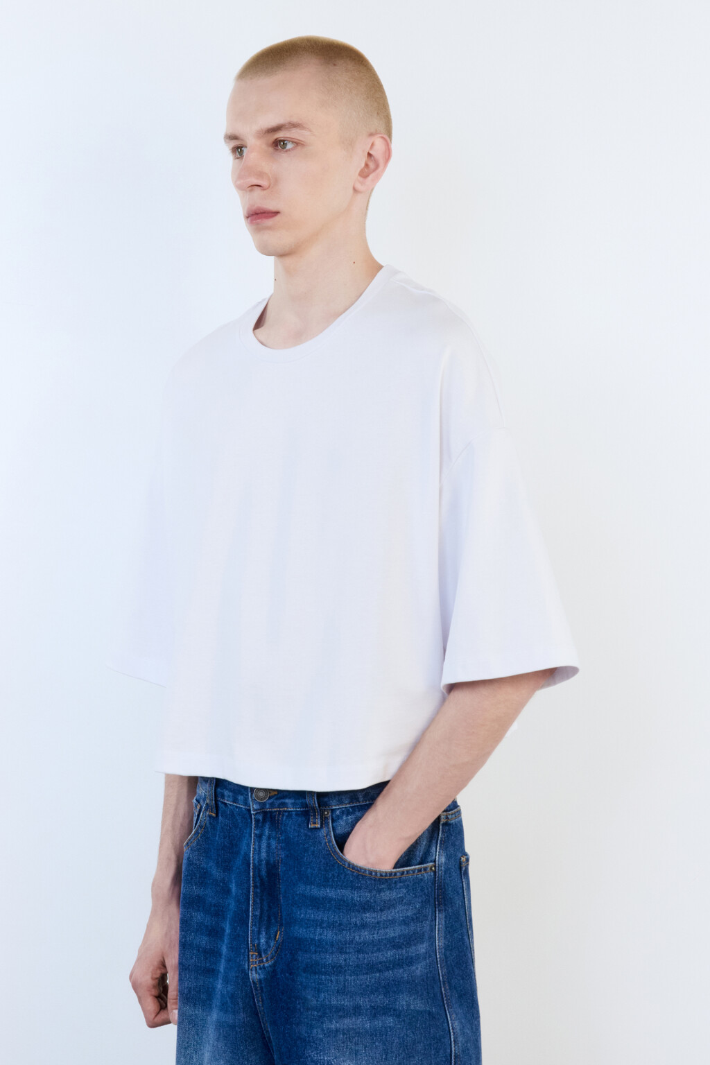 Футболка boxy fit хлопковая однотонная - цвет белый - 3