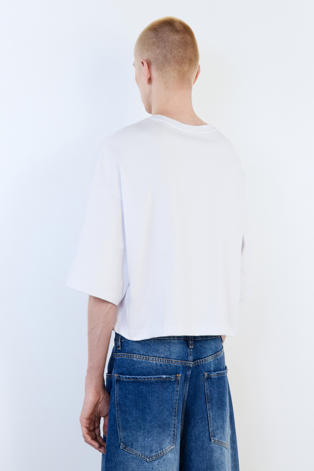 Футболка boxy fit хлопковая однотонная - цвет белый - 4