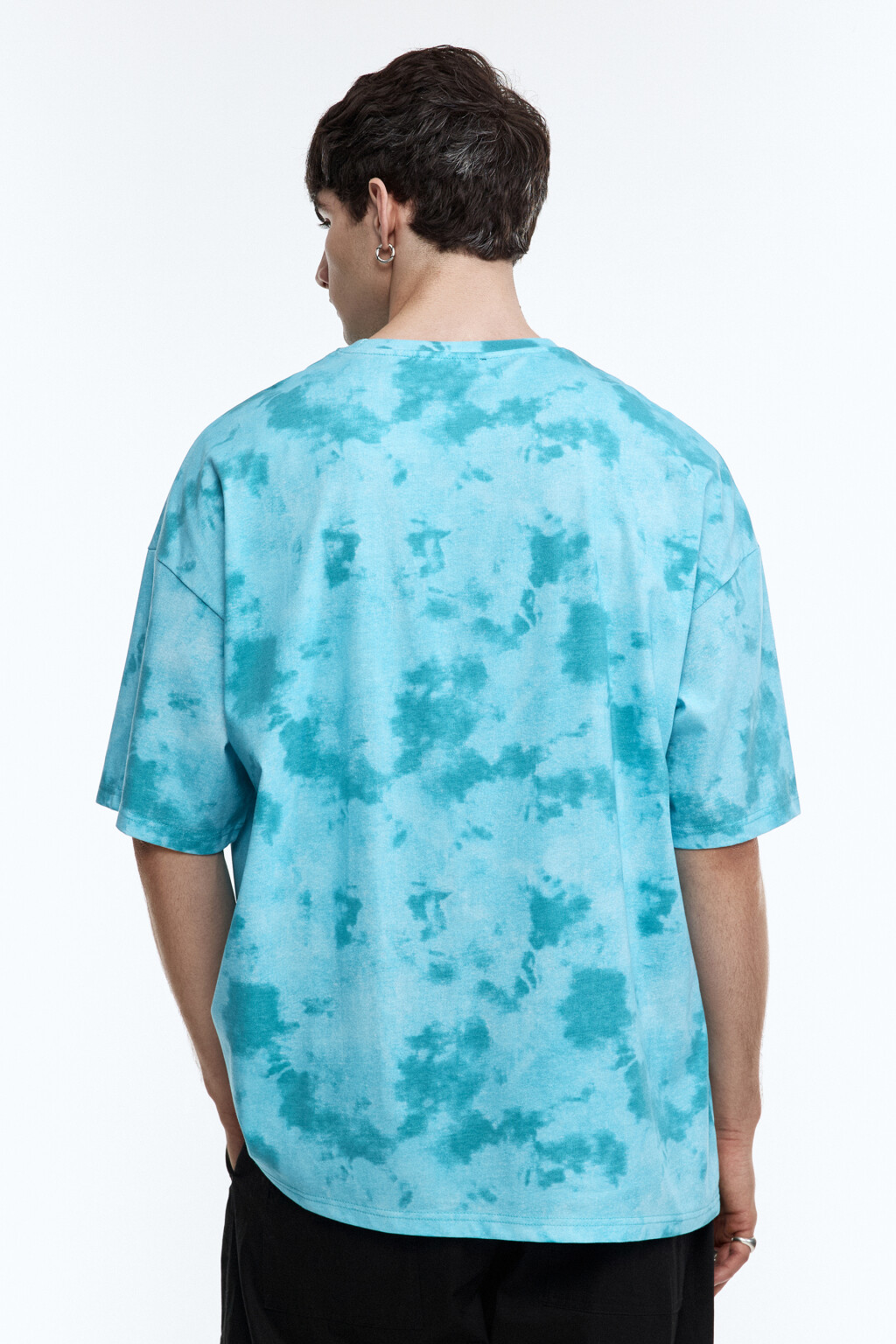 Футболка oversize с эффектом тай-дай и принтом - цвет зеленый - 5