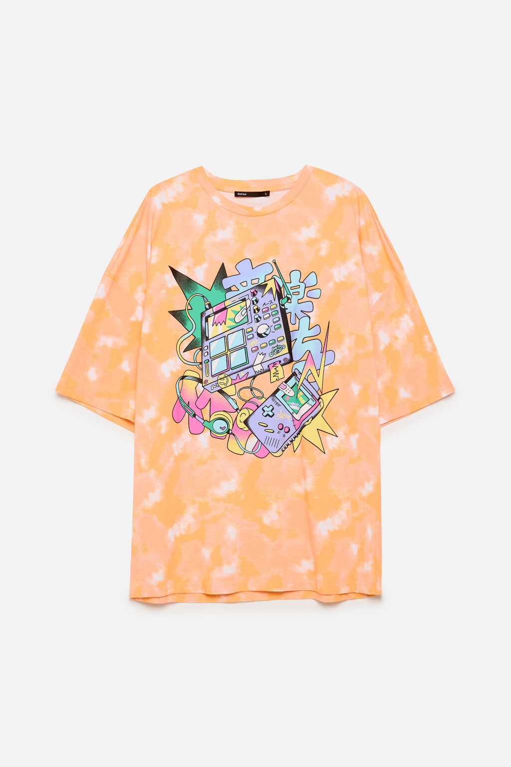 Футболка oversize с эффектом тай-дай и принтом - цвет оранжевый - 8