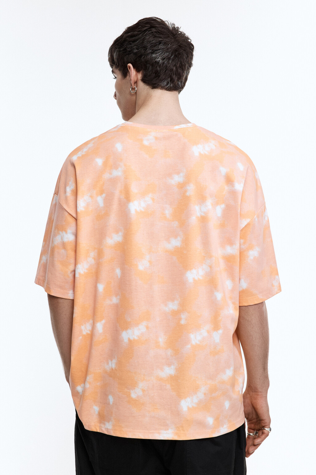 Футболка oversize с эффектом тай-дай и принтом - цвет оранжевый - 4