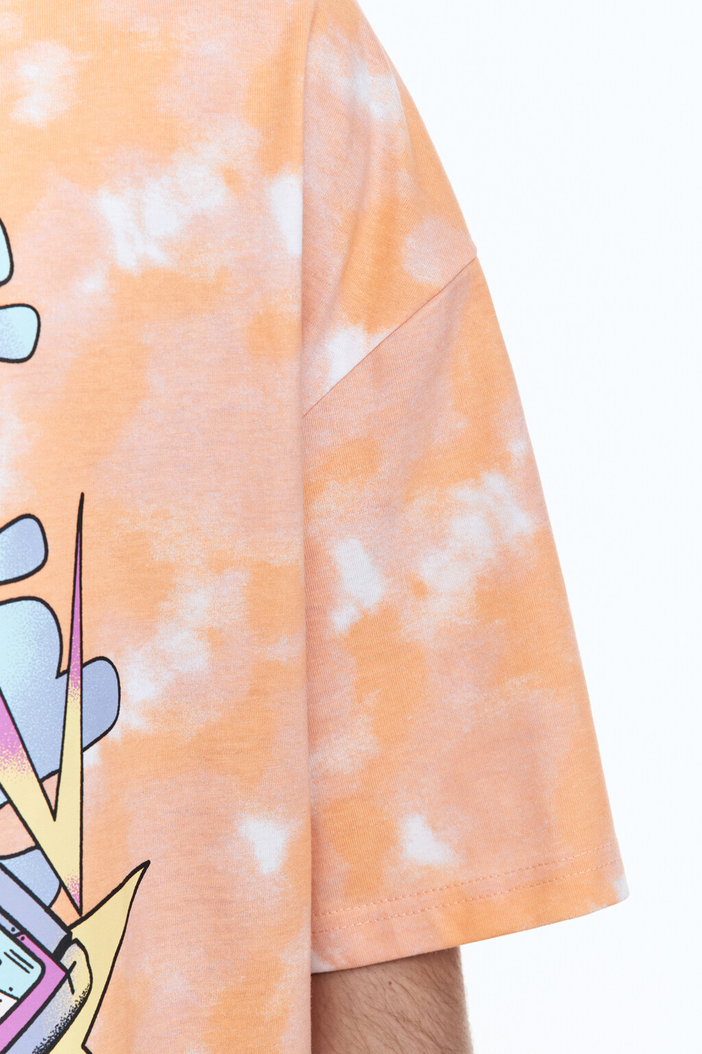 Футболка oversize с эффектом тай-дай и принтом - цвет оранжевый - 7