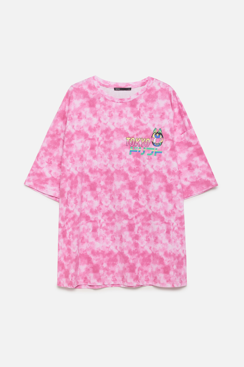 Футболка oversize с эффектом тай-дай и принтом - цвет розовый - 9