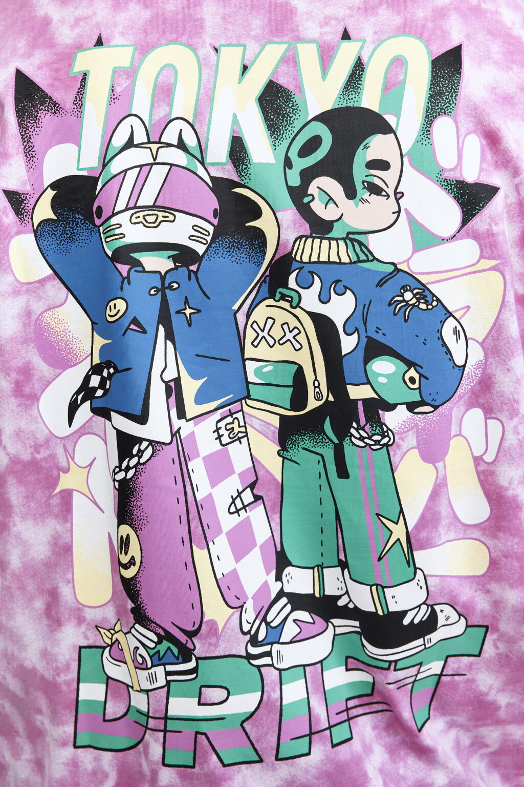 Футболка oversize с эффектом тай-дай и принтом - цвет розовый - 8