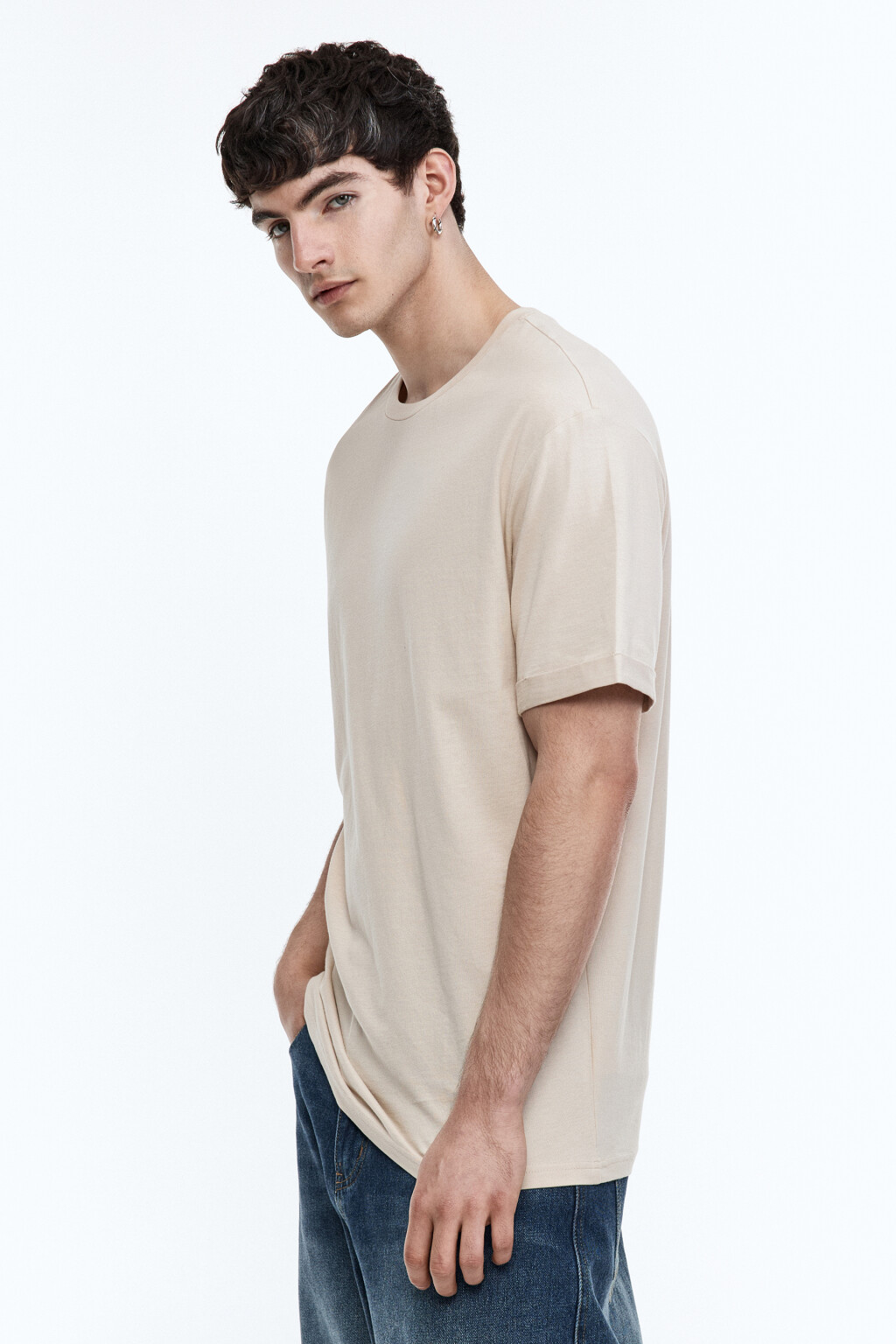 Футболка oversize однотонная - цвет бежевый - 3
