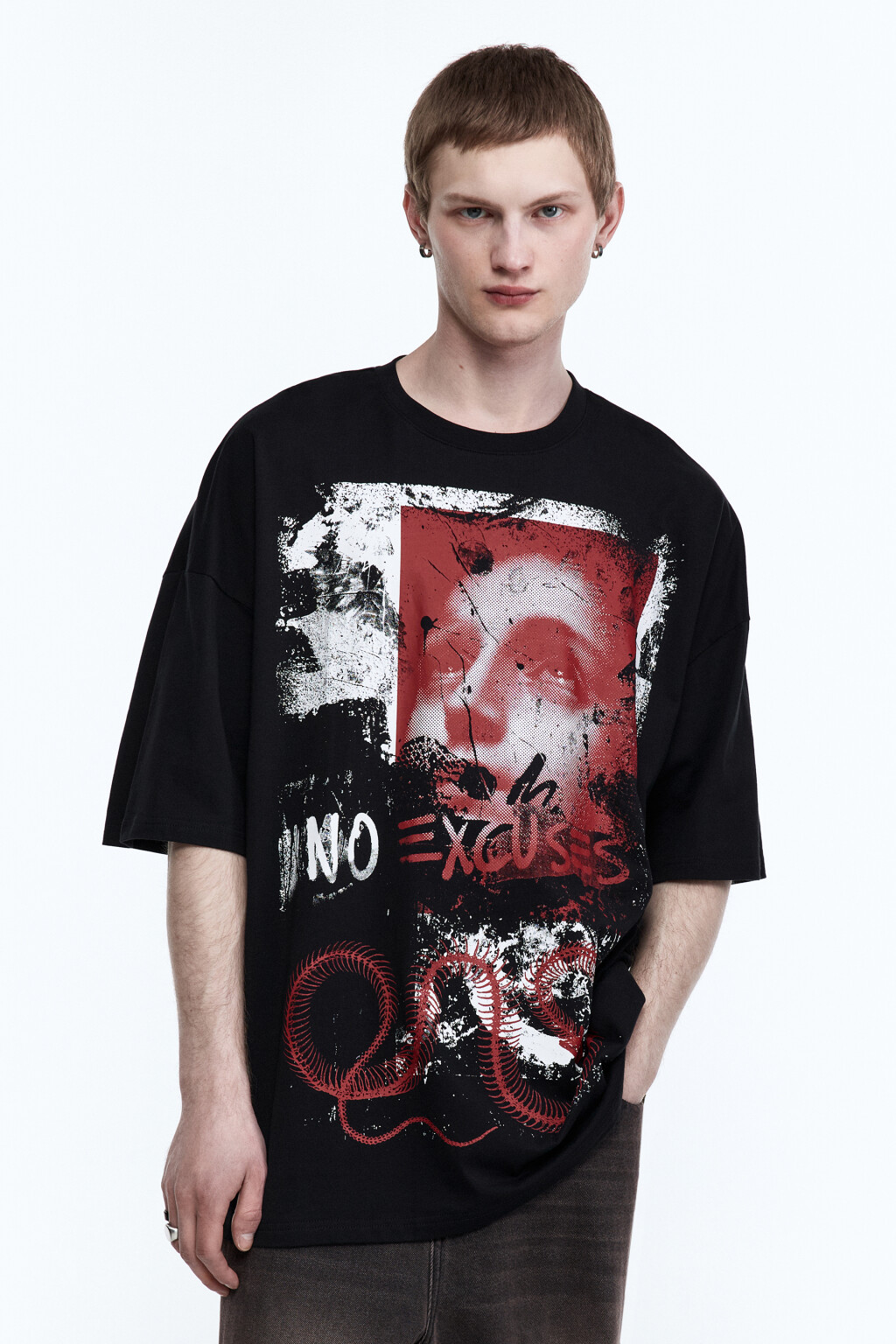 Футболка oversize с принтом - цвет черный - 2