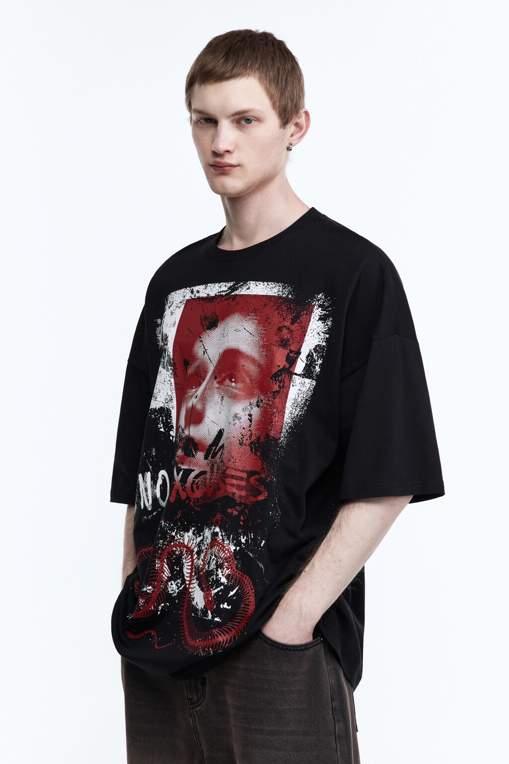 Футболка oversize с принтом - цвет черный - 3