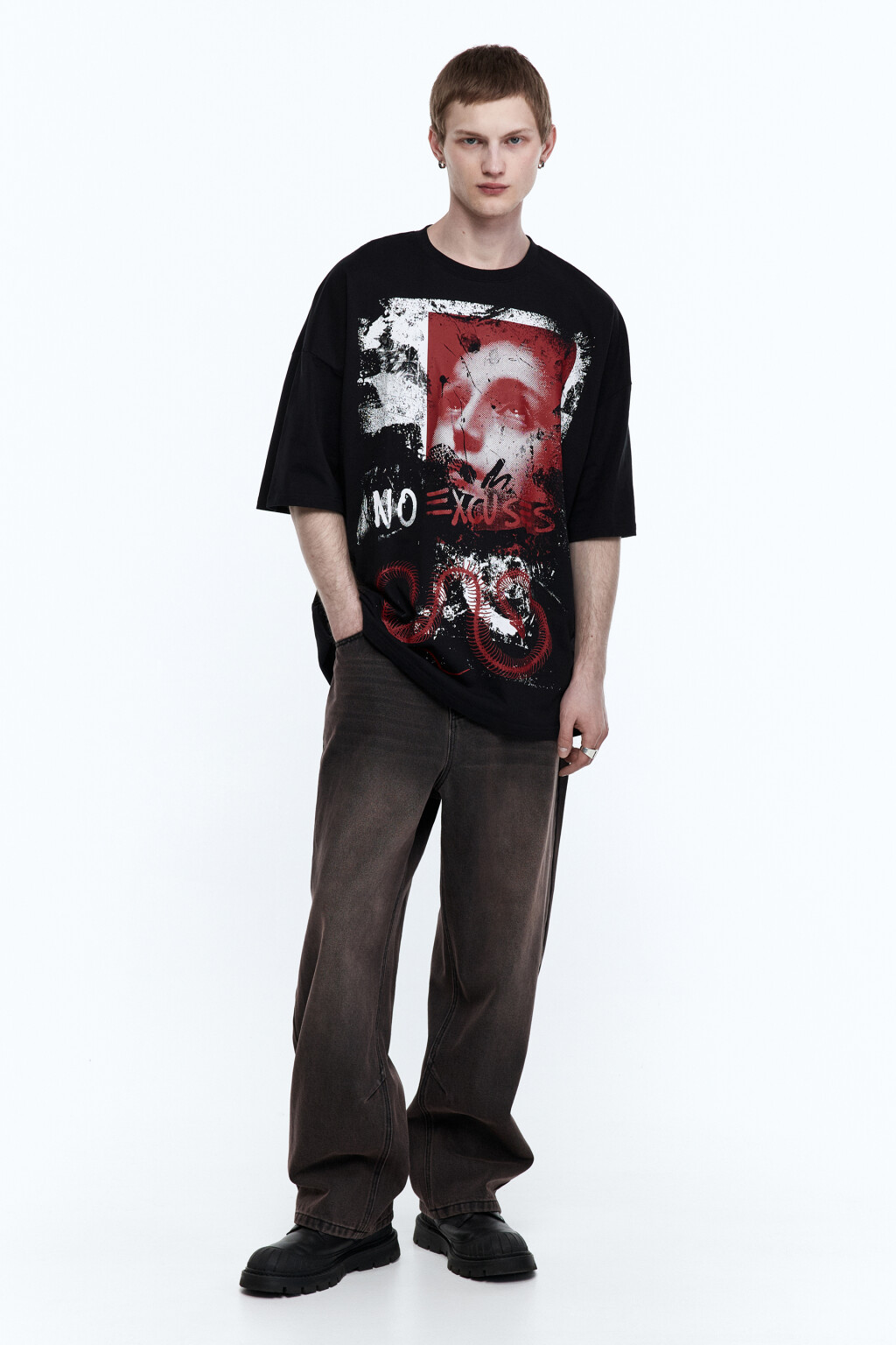 Футболка oversize с принтом - цвет черный - 5