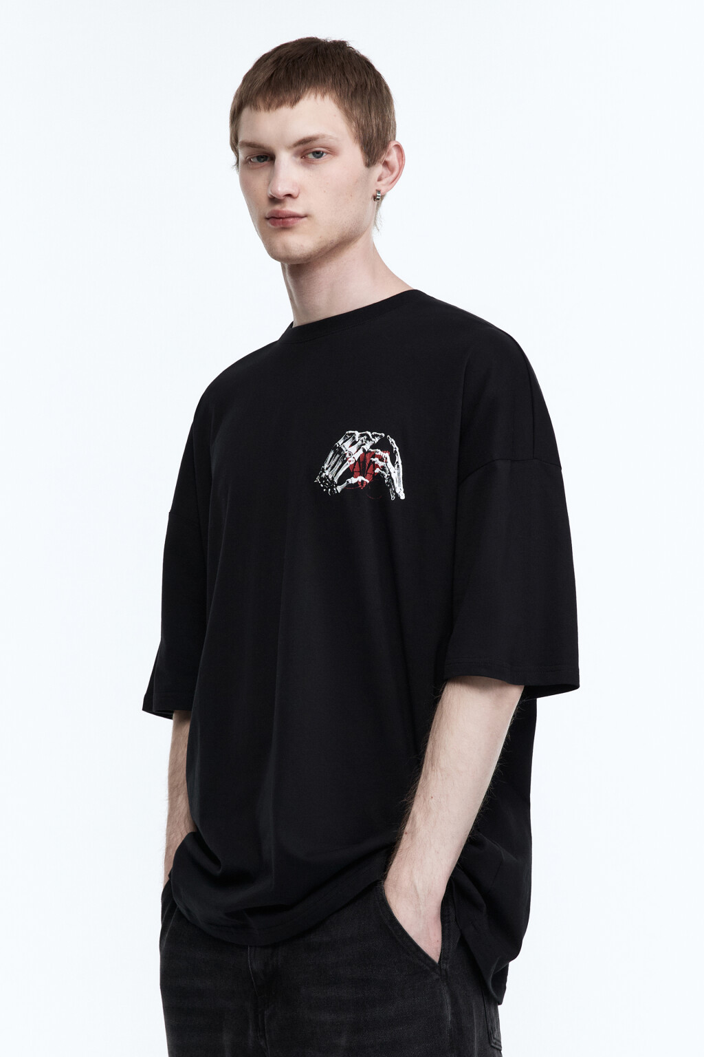 Футболка oversize с принтом - цвет черный - 3