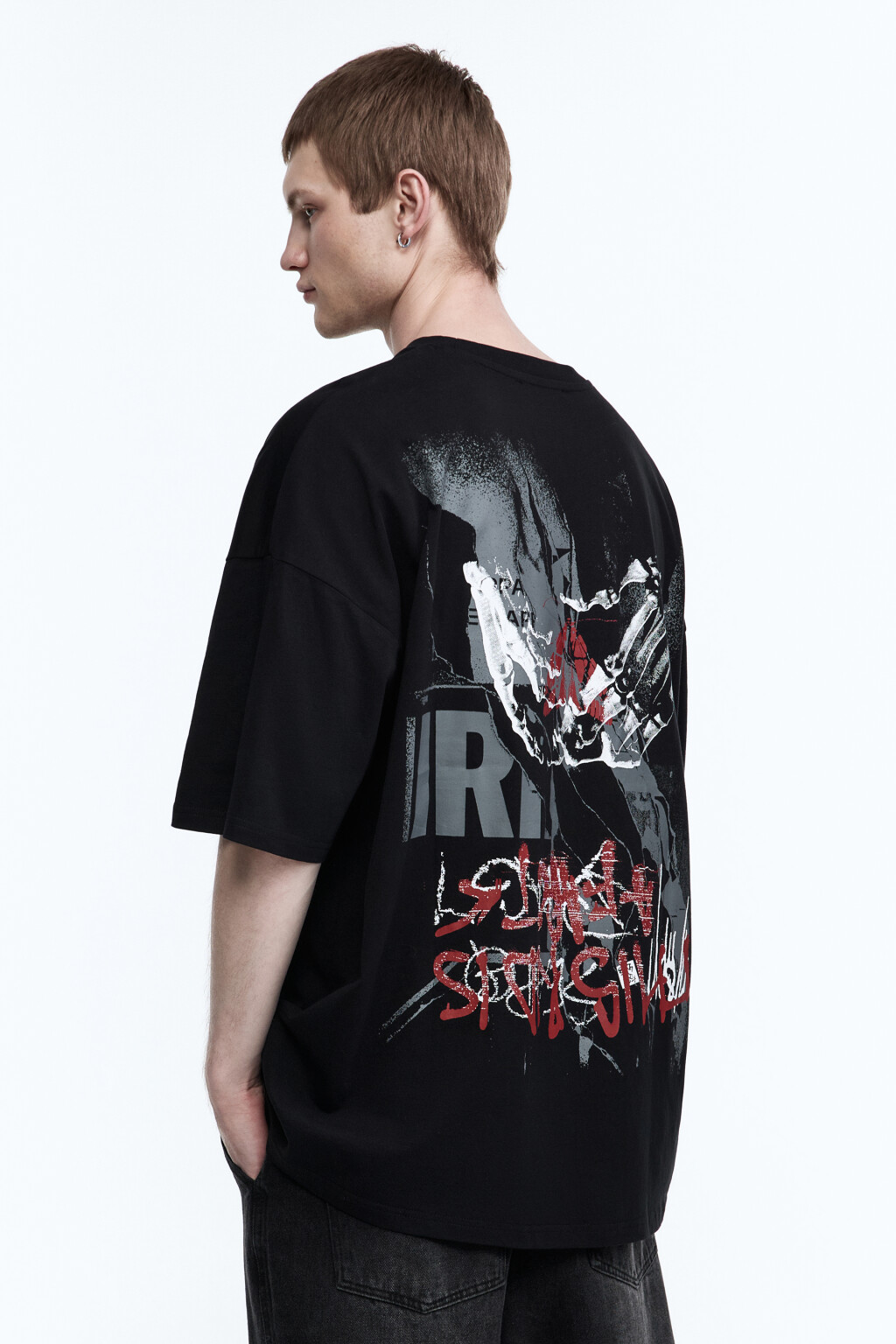 Футболка oversize с принтом - цвет черный - 4