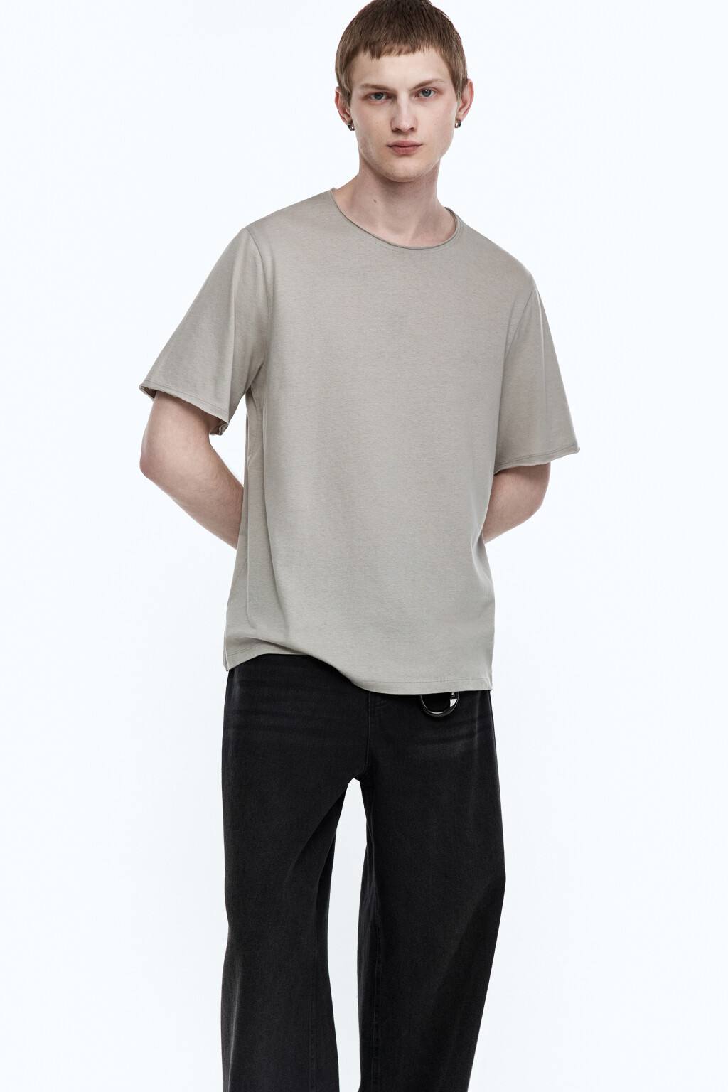 Футболка из хлопка свободная - цвет серый - 1