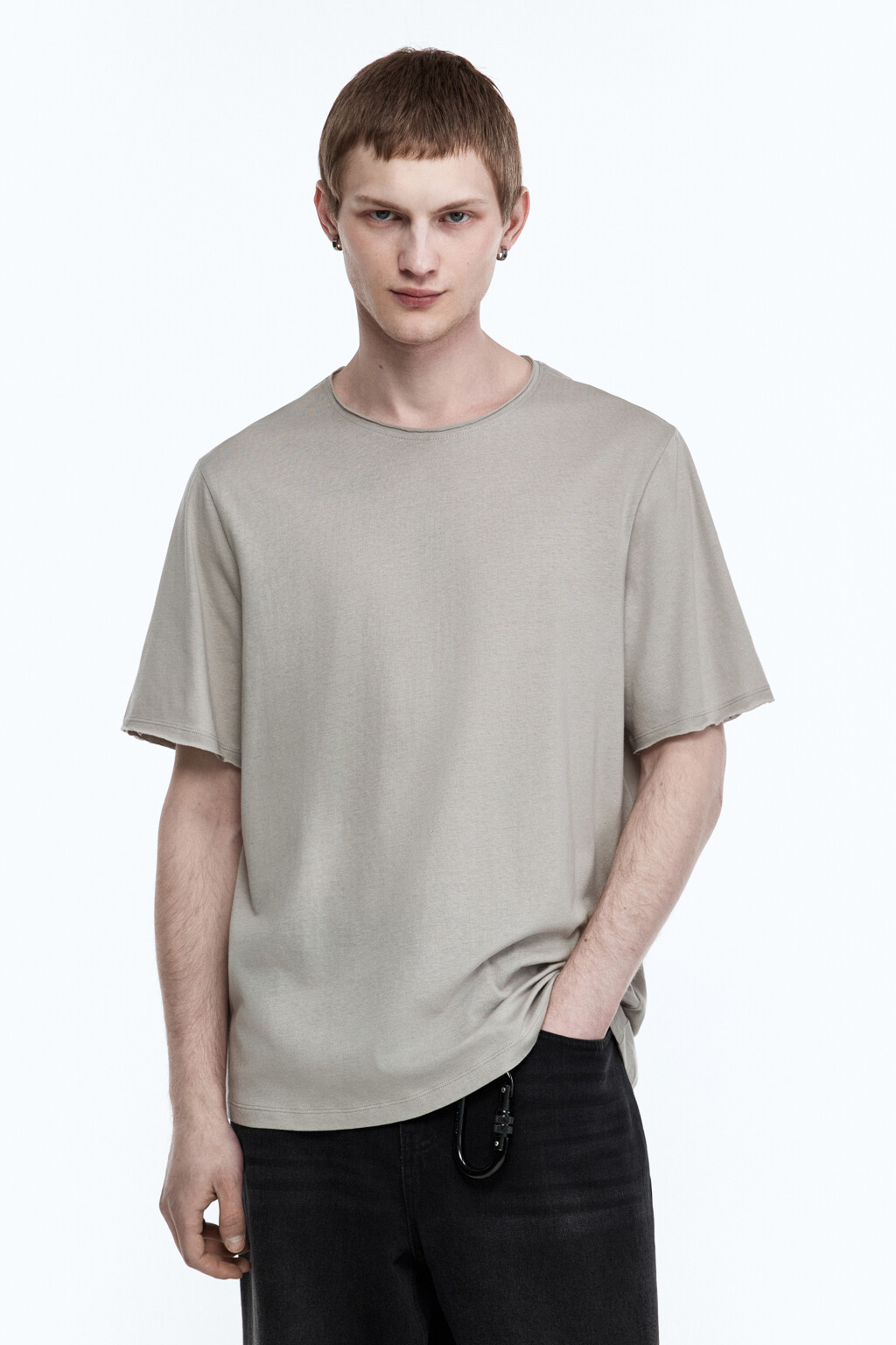 Футболка из хлопка свободная - цвет серый - 2