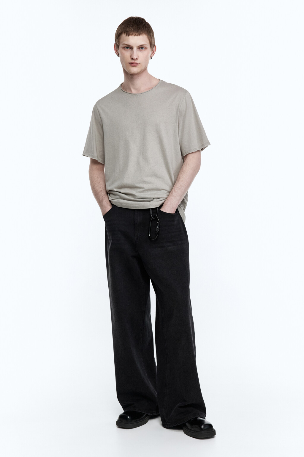 Футболка из хлопка свободная - цвет серый - 5