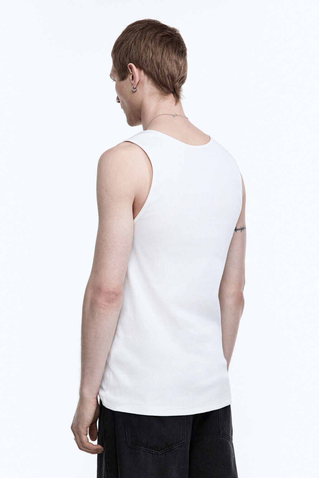 Майка-борцовка хлопковая облегающая - цвет белый - 5