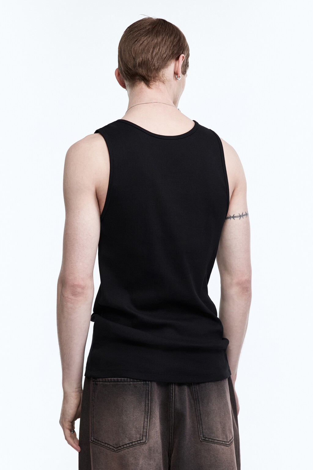 Майка-борцовка хлопковая облегающая - цвет черный - 4