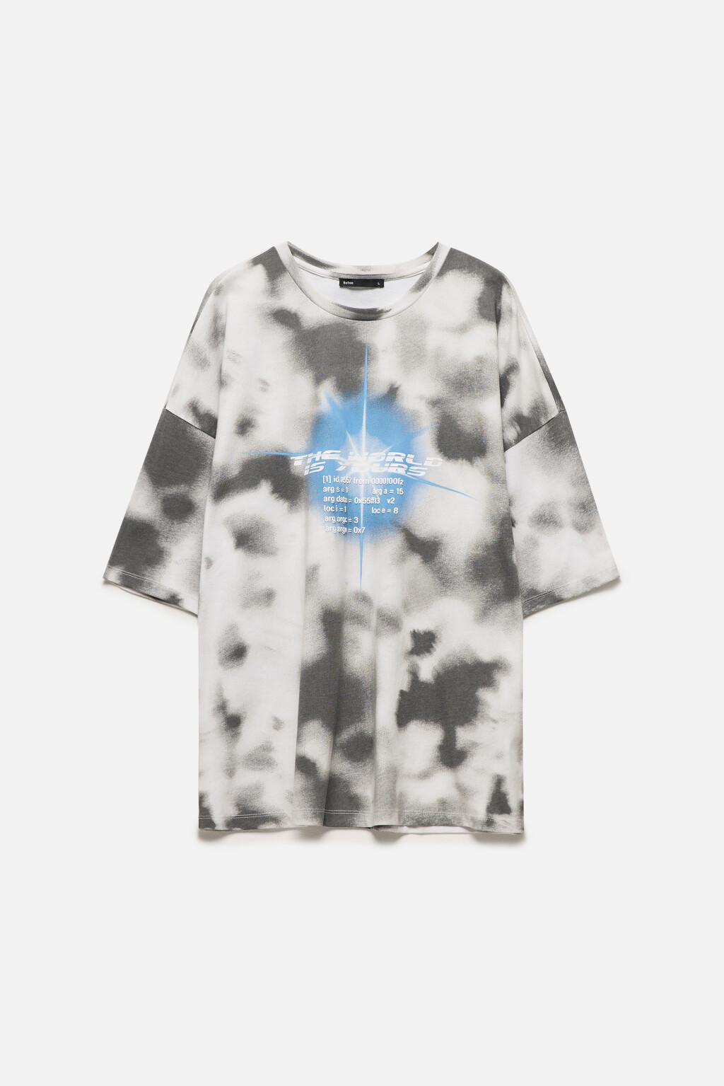 Футболка с принтом тай-дай и надписью - цвет серый - 8