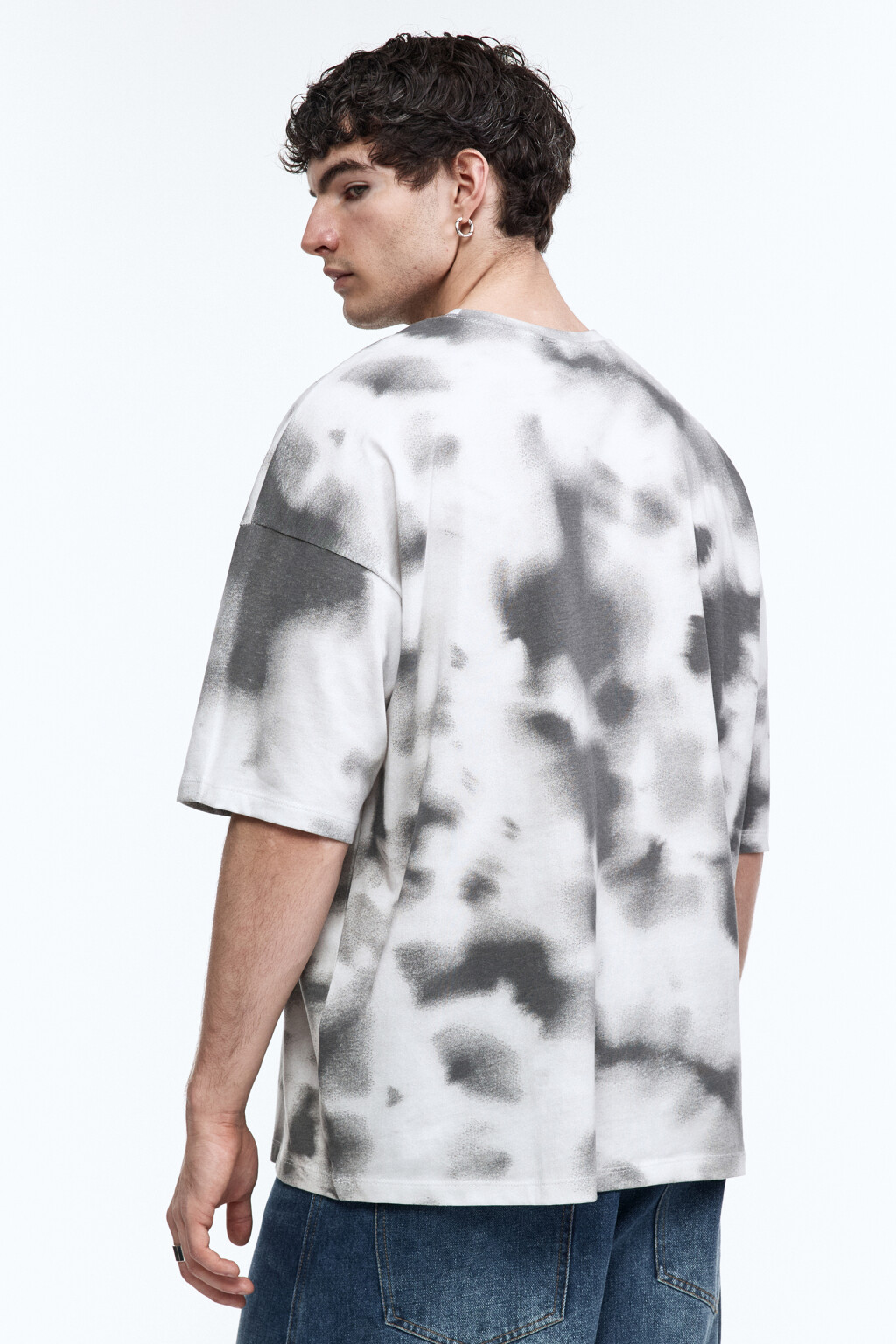 Футболка с принтом тай-дай и надписью - цвет серый - 5