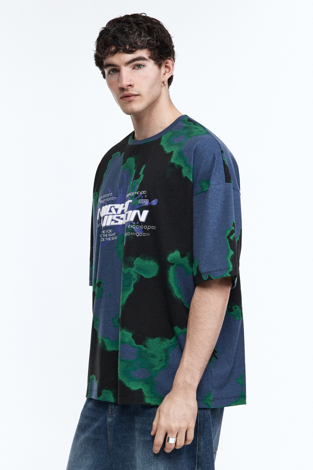 Футболка с принтом тай-дай и надписью - цвет черный - 3