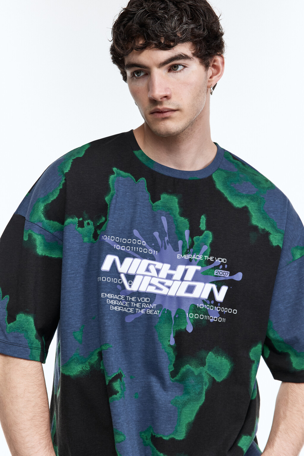 Футболка с принтом тай-дай и надписью - цвет черный - 5