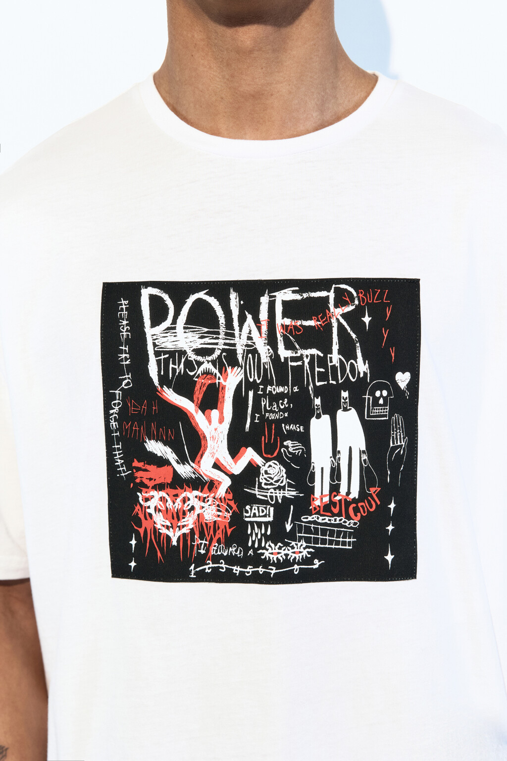 Футболка хлопковая с принтом-абстракцией - цвет белый - 6