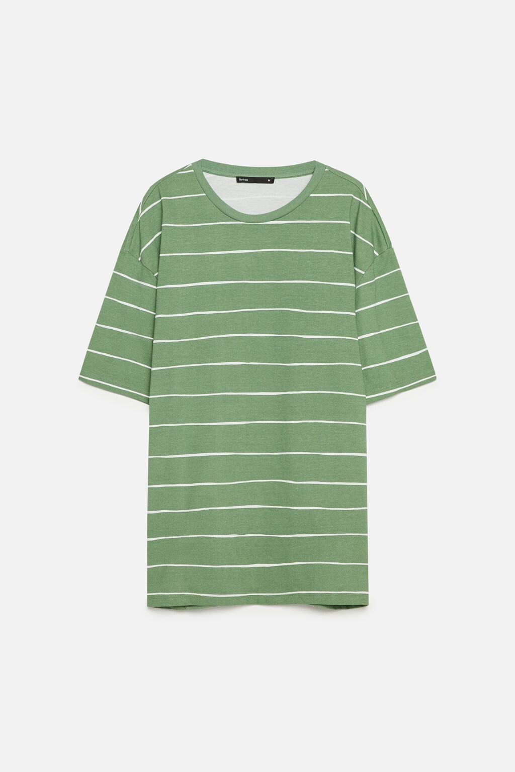 Футболка хлопковая с принтом в полоску - цвет зеленый - 8