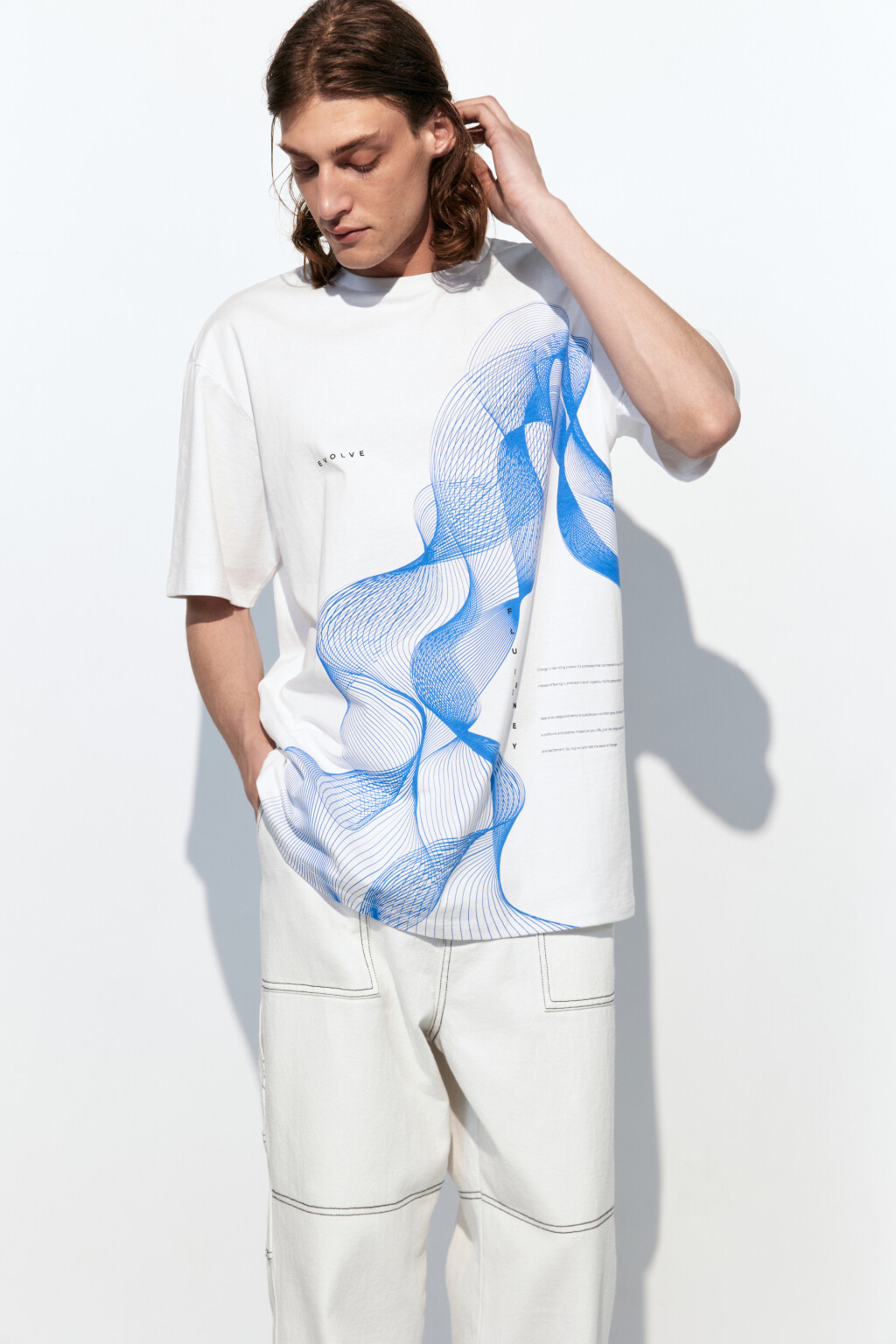 Футболка хлопковая с принтом - цвет белый - 1